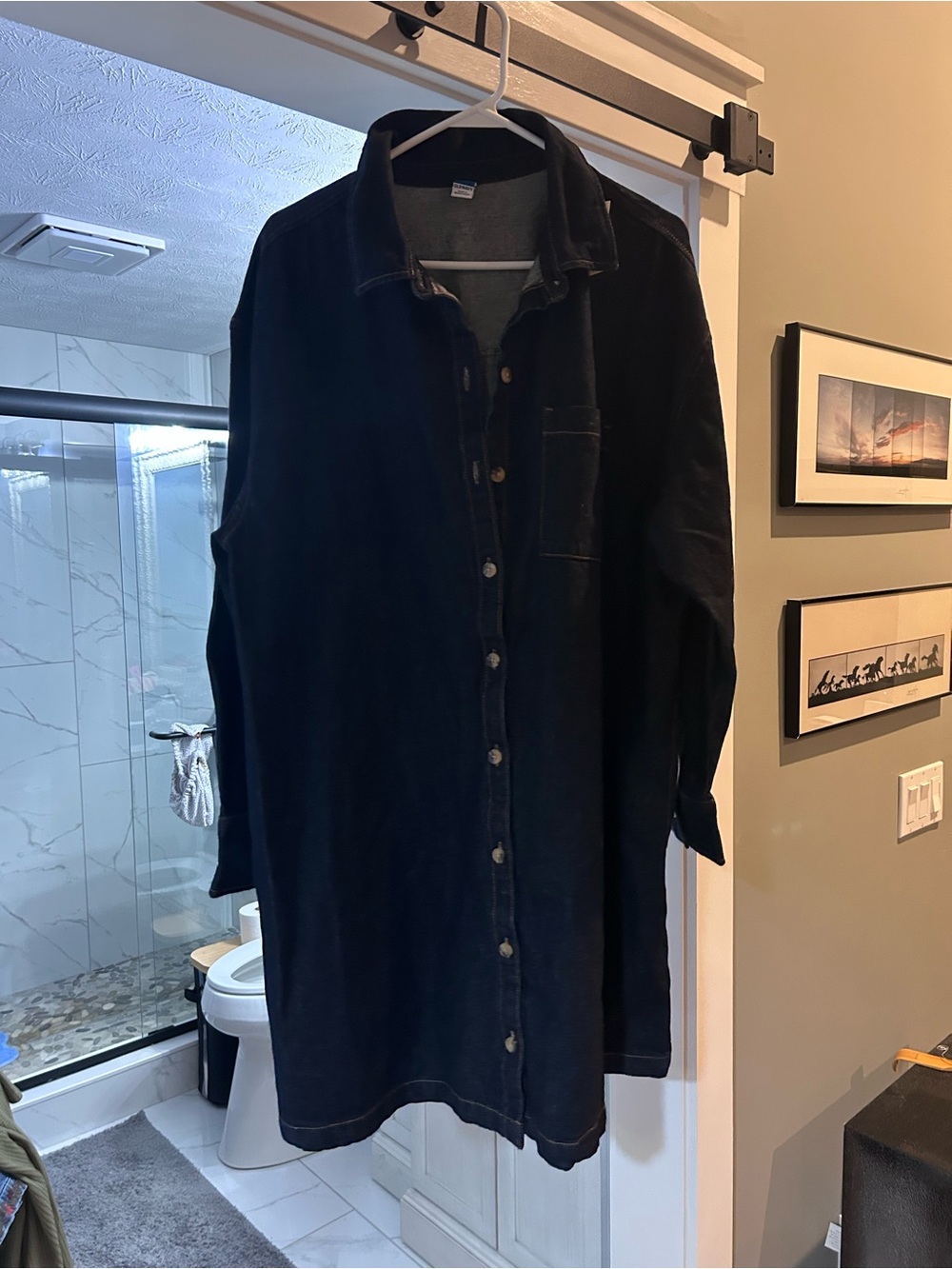 Old Navy Black Long Sleeve Shirt Dress